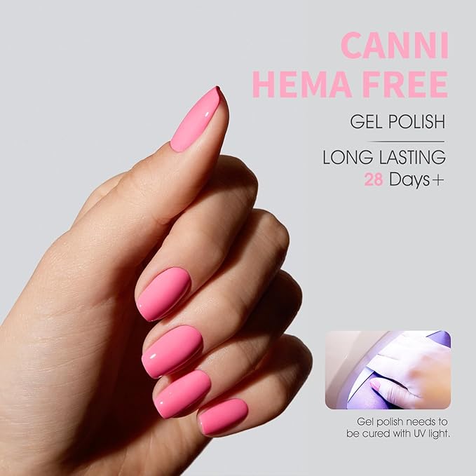 CANNI Baby Pink Gel Nail Polish, 1Pcs Pink Gel Polish Color Nail Polish High Gloss Soak Off U V Nail Manicure Salon DIY