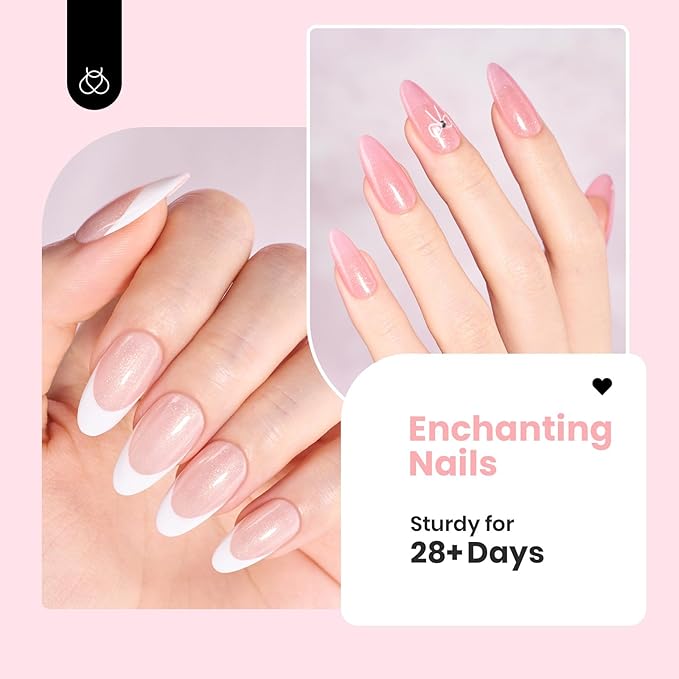 Beetles Rubber Base Gel Nail Polish – Glitter Nude Pink Builder Base Coat for Natural Nails, Nail Strengthening, Long-Lasting Soak Off UV LED Gel Gift for Women