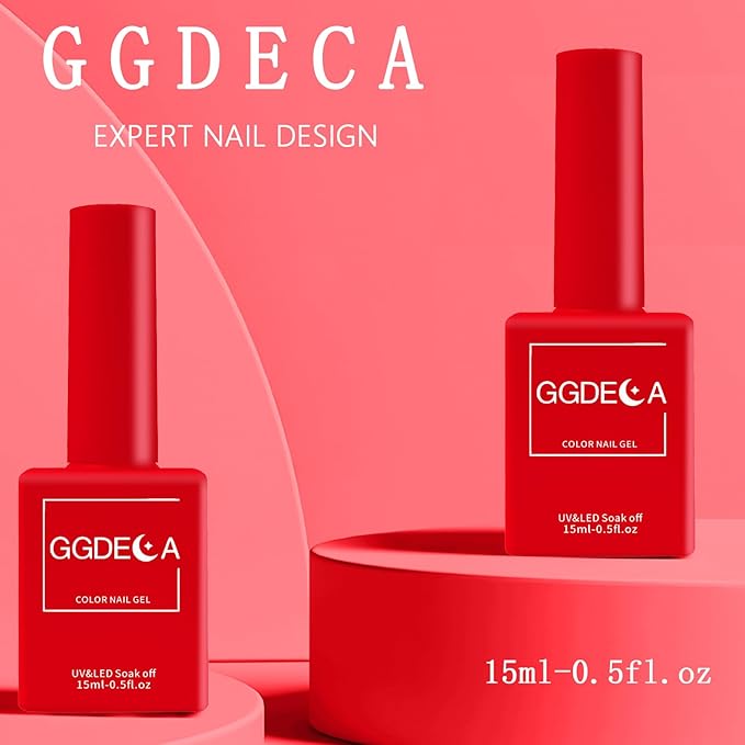15ml Bright Red Gel Nail Polish, Neon Red Gel Polish, Coral Color Same Color Same Bottle, High Gloss U V Soak Off Nail, DIY Sparkle Manicure Salon