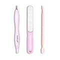 Classic 3Pcs Manicure Set, Gentle Plastic Pusher, Double-ended Cuticle Fork, Sandpaper File, At-Home Mani Essential, Pink