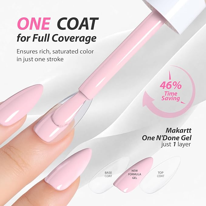 Makartt Ultra Pigmented Pink Gel Nail Polish 15ml One N'Done One-Coat Gel Polish Pink Soak Off High-Gloss Ceramic Shine, Salon-Grade UV Nail Art Manicure DIY Salon Home - Blush Talk