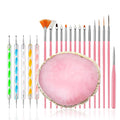 21Pcs Nail Art Brushes Set, 1 Resin Nail Art Palette, 5 Nail Art Dotting Pens, 15 Nail Art Brushes, Nail Polish Mixing Palette Double-Ended Dotting Pen Nail Liner Brush Nail Drawing Brushes