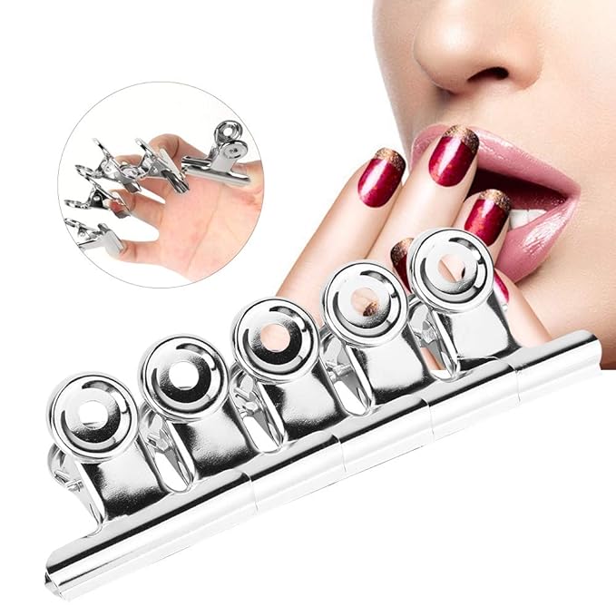 Nail Extension Clips, 5PCS Stainless Curve C Nail Curvature Pinching Clips Multi-functional Nail Art Accessories Metal Tools