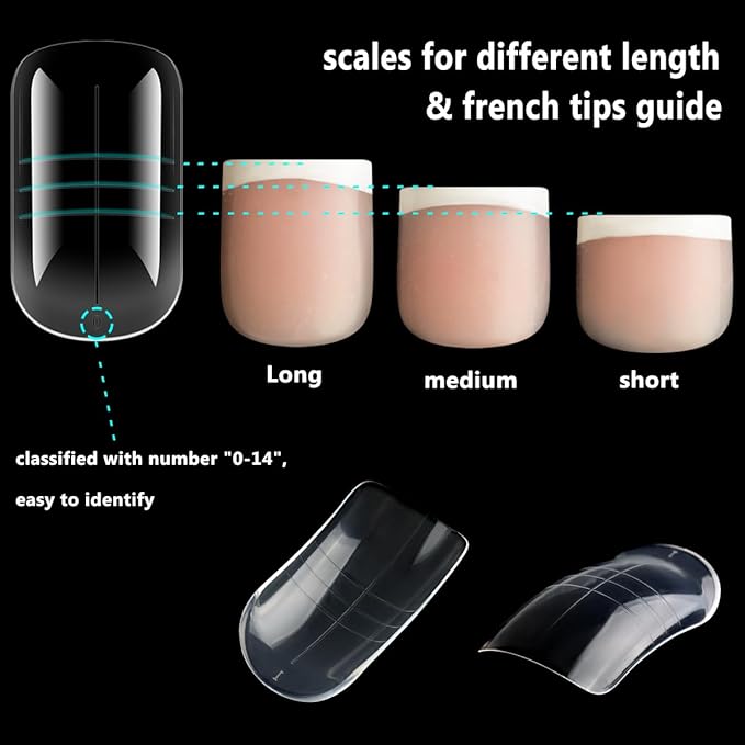 300PCS Toenail Extension Dual Form for Poly Gel, Full Cover Square French Tips Reusable Molds for Pedicure Nail Art Builder Tools with Brush Nail File Separators Salon Supplies