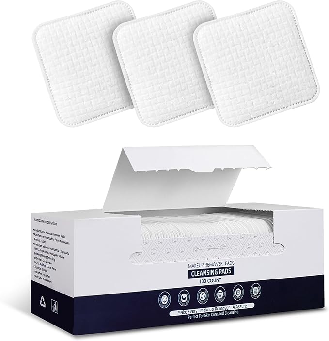 Premium Natural Pure Cotton Pads(100 Count),Soft & Lint-Free Upgraded Edge Stitching Design Cotton Rounds for Face,Unique Three-Layer Structure, Ultra-Absorbent Makeup Remover Pads,for All Skin Types