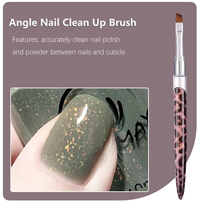 DANNEASY 2pcs Nail Clean Up Brush Nail Polish Remover Brush Nail Art Brush Set Nail Design Brushes Acrylic Nail Brush for Cleaning Nail Polish Nail Art Tools