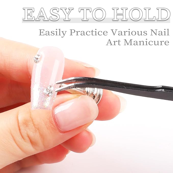 lootaan Nail Holder for Painting Nails, Heart Nail Stand for Press ons / Nail Display / Nail Practice with Reusable Adhesive Putty, Nail Tech Must Haves Nail Supplies (Argent)