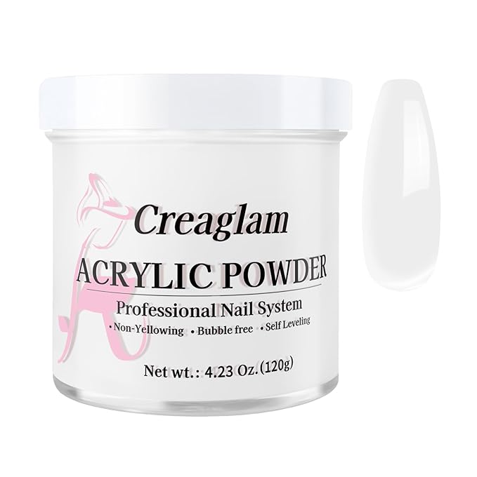 Acrylic Powder 120g 4.23oz No Lamp Needed for Nail Extensions, Bubble Free Formula Acrylic Nail Powder for 3D Art Sculpting Tips, Long Lasting Salon Quality Manicure