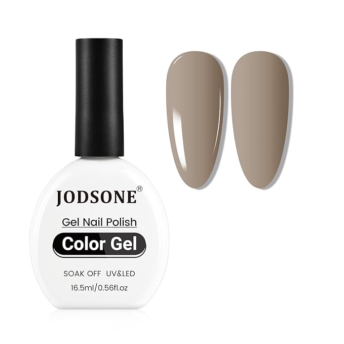 JODSONE 16.5ml Light Brown Soak Off UV LED Gel Polish Professional Nail Art Lacquer for Home Manicure DIY Salon Long Lasting Chip Resistant Nail Color Gift Set for Women
