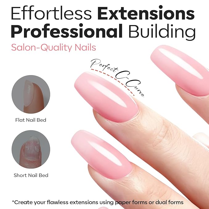 modelones Gel Builder for Nails, 10-in-One Builder Nude Pink for Extension Overlays, Cove Pink High Hardness Hard Gel for Apex Building Sculpting Home Salon U V/LED Cured, 2oz