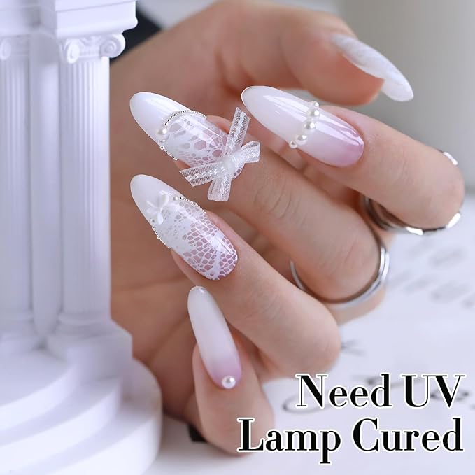 Double Rhythm 2 Pcs 15ml UV Gel Polish Set Pure White And Black Color Gel Nail Polish Kit Nail Art Salon DIY (White and Milky White-A1075+A1093)