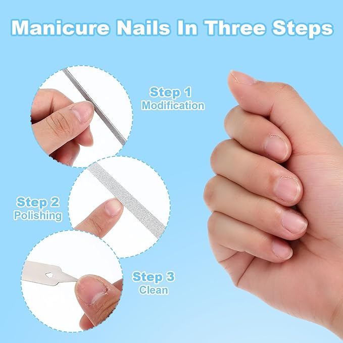 4 Pcs Diamond Deb Nail File Metal Nail File with Sharp Pointed Tip, Stainless Steel Nail Filer Metal Nail Files for Natural Nails Double Sided Manicure Pedicure Toenails Tools for Salon Home