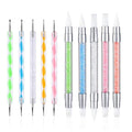 5PCS Dual Tipped Nail Art Sculpture Pen with 5PCS Dotting Pens, Double Ended Brush and Dotting Tool Kit, Nail Art Design Tools (10 Pcs Set)