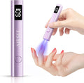 AIRSEE Cordless Mini Nail Lamp,Handheld UV Light with LCD Display for Gel Nails,Rechargeable USB Nail Dryer for Fast Cure,Rhinestone Glue Decoration,Gel Nail Strips at Home,Travel(Purple)