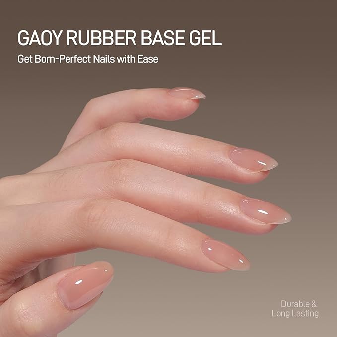 GAOY 16ml Builder Base Gel, Jelly Rubber Base Nail Gel Nude Sheer Pink, 3-in-1 Soak Off UV Light Cure Nail Strengthener, 01 Lush Nude