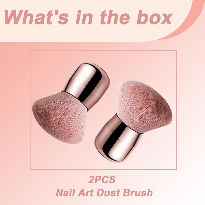 Nail Art Dust Powder Remover Brush Soft Nail Dust Cleaner Brush Makeup Manicure Brushes for Acrylic Nail Art Clean Up Tools 2 Pack