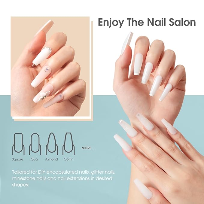ROSALIND Opal White Poly Extension Gel, 2 oz White Poly Nail Gel for Nail Art Decoration, Nails Thickening Extension Easy to DIY Use at Home Need UV Lamp (Update Version)