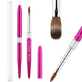 Acrylic Nail Brush Size 8#, 100% Pure Kolinsky Hair Acrylic Crystal Hot Red Pink with Silver Ferrule Round Shaped for Women Girls Manicure Tools Accessories