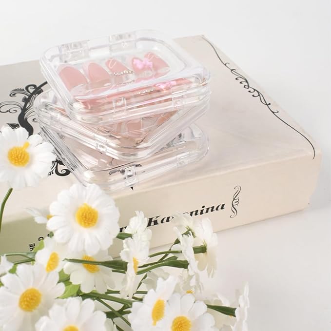 15PCS Press On Nail Storage Box Fake Nail Container Packing Box With Adhesive Double Sided Tape for Nail Art Storage (Not Include Press On Nail)