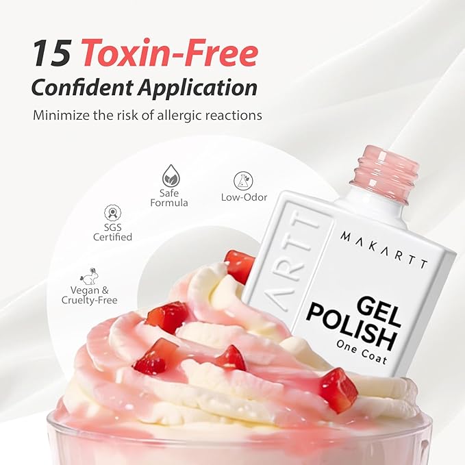 Makartt Jelly Pink Gel Nail Polish 15ml One N'Done Sheer Pink Gel Polish Soak Off High-Gloss Ceramic Shine, Salon-Grade UV Nail Art Manicure DIY Salon Home - Petal Tint