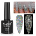 MIZHSE Glitter Gel Polish, Silver Sparkle Gel Nail Polish Diamond Disco Reflective Glitter Gel Polish Soak Off U V Nail Art Varnish Manicure Home DIY 10ml