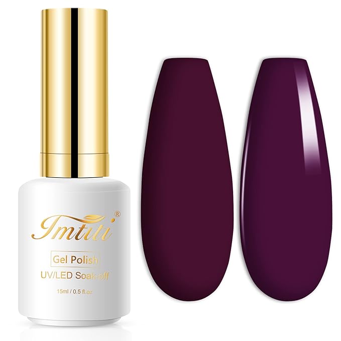 Imtiti Purple Gel Nail Polish, 0.5 fl oz Burgundy Wine Color Soak Off Polish for Nail Art Manicure Salon DIY, Nail Lamp Design Christmas Decoration