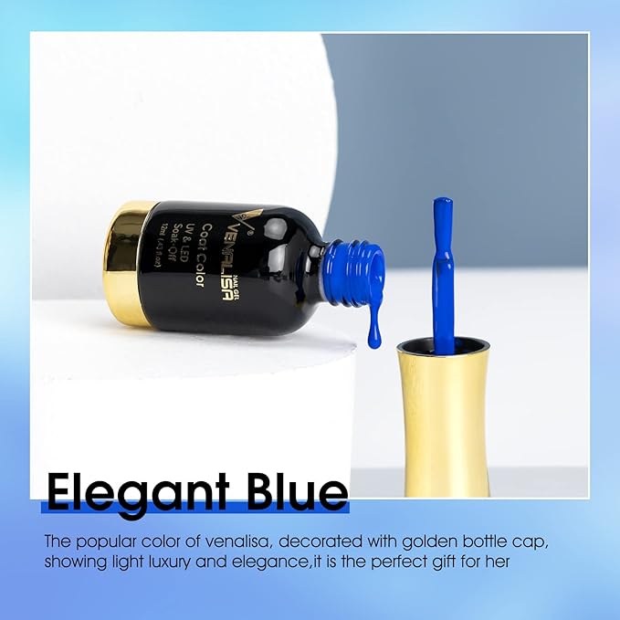 VENALISA Blue Gel Nail Polish, 12ml Royal Blue Gel Polish Dark Navy Blue Color Soak Off UV LED Nail Gel Polish Nail Art Starter Manicure Salon DIY at Home, 0.43 OZ