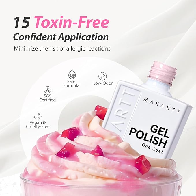 Makartt Ultra Pigmented Pink Gel Nail Polish 15ml One N'Done One-Coat Gel Polish Pink Soak Off High-Gloss Ceramic Shine, Salon-Grade UV Nail Art Manicure DIY Salon Home - Blush Talk
