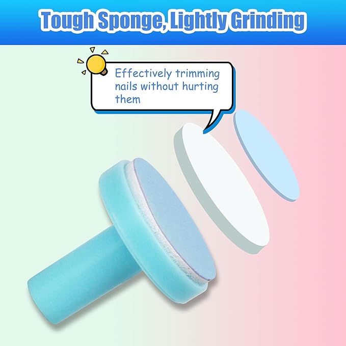 12 Pieces Baby Nail File Pads Nail Trimmer Replacement Pads Electric Baby Nail Grinding Heads for Standard Electric Kid Nail Trimmer Suits to Over 12 Months Newborn Infant Toddler (Blue)