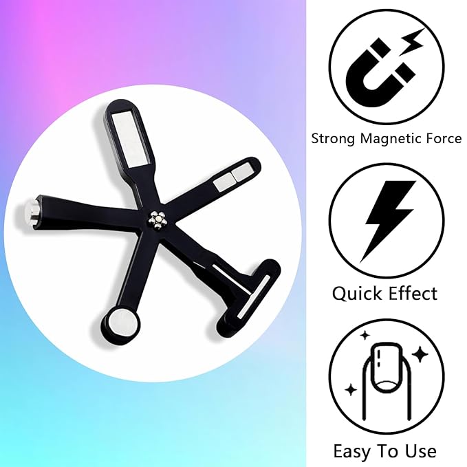 Laza Nail Magnet Set, Super Strong 6-in-1 Cat Eye Magnet for Nails, Nail Magnet Tool for Velvet Gel Polish, Magnetic Nail Polish Wands for 9D Galaxy Cat Eye Nail Art Design