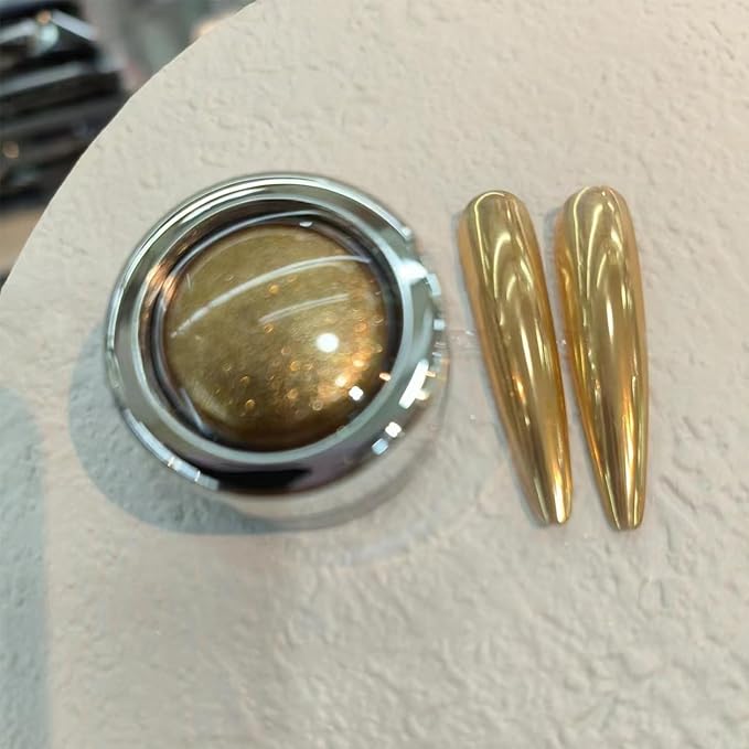 Chrome Nail Powder Gold Silver Champagne Copper 4 Colors Mirror Effect Metallic Chrome Powder for Nails, GZMAYUEN Metallic Nail Powder for Women Girls Gifts