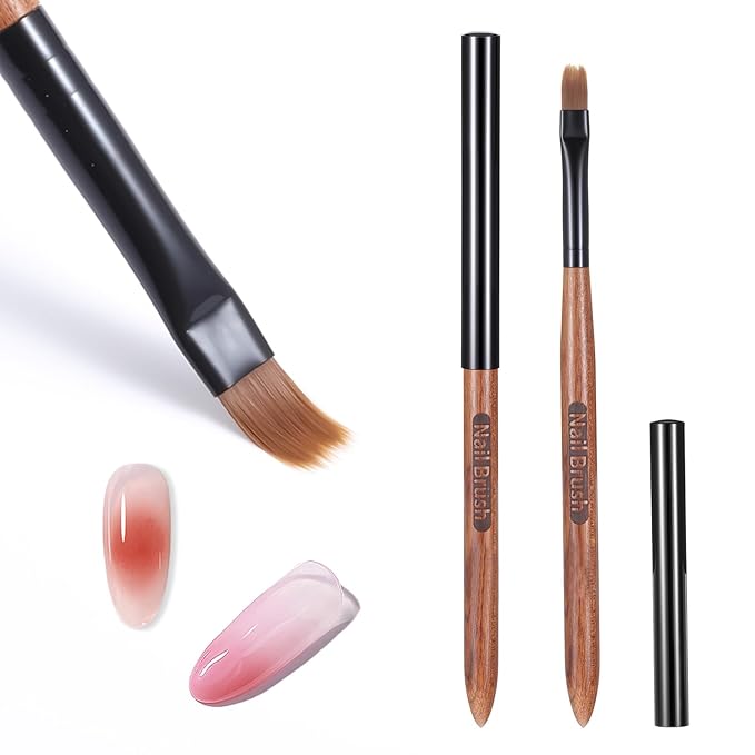 Ombre Nail Brush (Thicken), 1 PCS Nail Ombre Brush Nails Art with Sandalwood Handle, Precise Gradient & Lace Nails Painting Art Brushes Pen Acrylic Manicure Design Tools for DIY Gradient Gel Polish