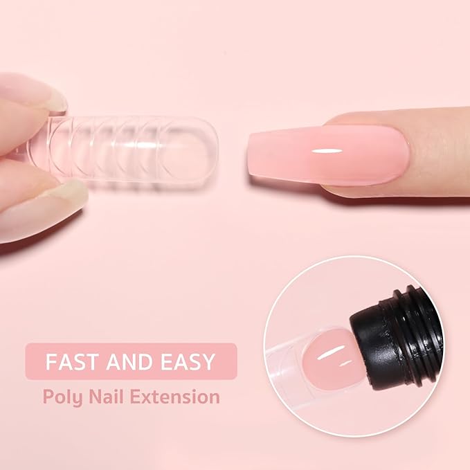 GAOY Poly Gel, 60g Clear Pink Builder Gel Nail Enhancement for Beginner & Professional Salon DIY at Home