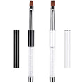 2Pcs Oval & Flat UV Builder Gel Nail Brush Set Rhinestone Handle Professional Nail Art Design Brushes for Polygel Hard Gel