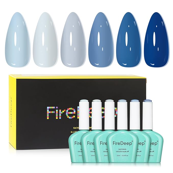 10ml Hema Free Gel Nail Polish Set, 6 Colors Gel Polish Kit Nude Gray Navy Blue Manicure Gift for Women for Salon and Art DIY