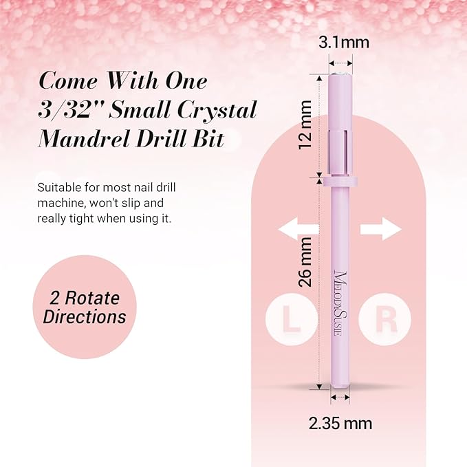 MelodySusie 50 Pcs Nail Drill Bits Small Sanding Bands with 3.1mm Mandrel Bit, 120 Medium Grit Nail File for Acrylic Nails Gel Manicures and Pedicure, Pink