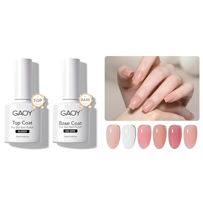 GAOY 6 Colors Rubber Base Gel Set and Gel Top Coat and Base Coat Set