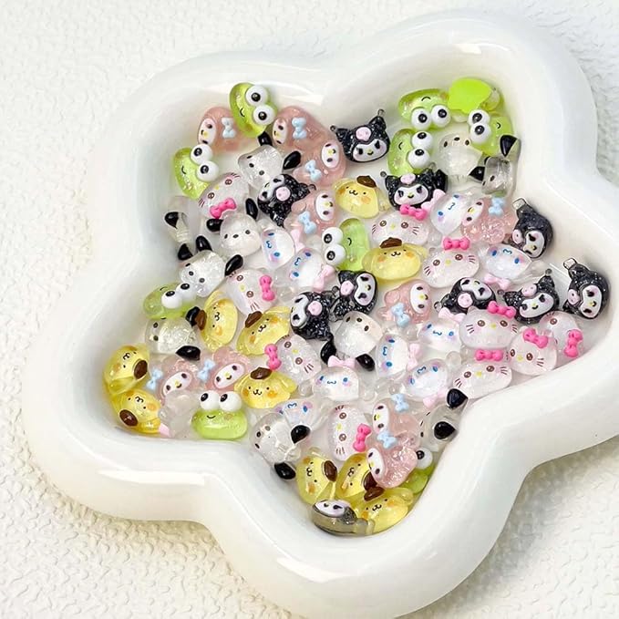 70Pcs Kawaii Nail Charms Set, 3D Cartoon Colorful Nails Accessories for DIY Nail Art, Y2k Resin Rhinestones Nail Decorations (70P)