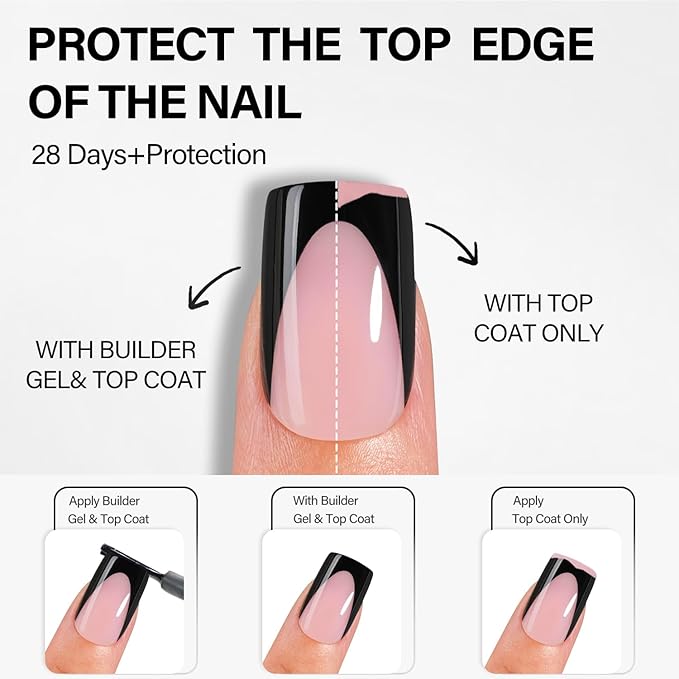 Vansiho Pink Black Deep French Gel Nail Tips, Short Square Soft Gel Nail Tips, French Tips Press on Nails, 150 Pcs Box of DIY False Nails, 15 Sizes