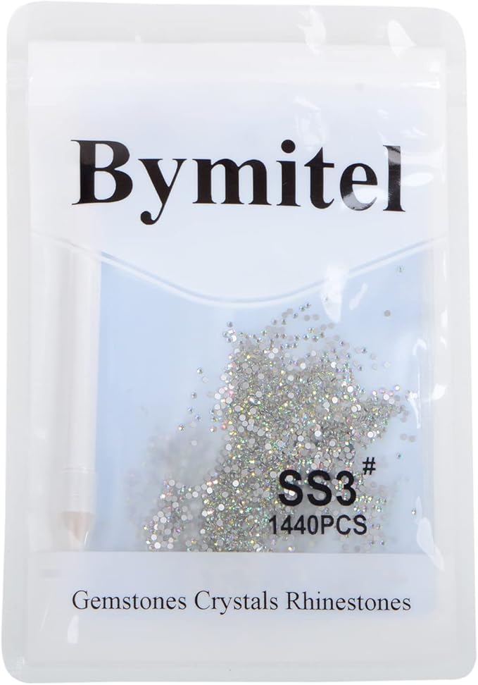 2880PCS Art Nail Rhinestones Non Hotfix Glue Fix Round Crystals Glass Flatback for DIY Jewelry Making with one Picking Pen (ss3 2880PCS, Crystal AB)