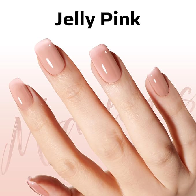 modelones Nude Gel Polish Jelly Natural Pink Gel Nail Polish French Tip Base Color Translucent Soak Off U V Soap Nails for Nail Art Manicure at Home Valentin 15ML