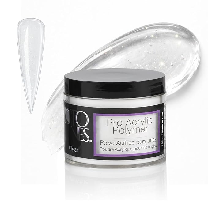 Tones Pro Acrylic Nail Powder, Sparkling Clear (Clear with Sparkles), (3.5 Fl Oz) - Long-Lasting & Non-Yellowing Polymer for Salon Quality Nail Extensions & 3D Art