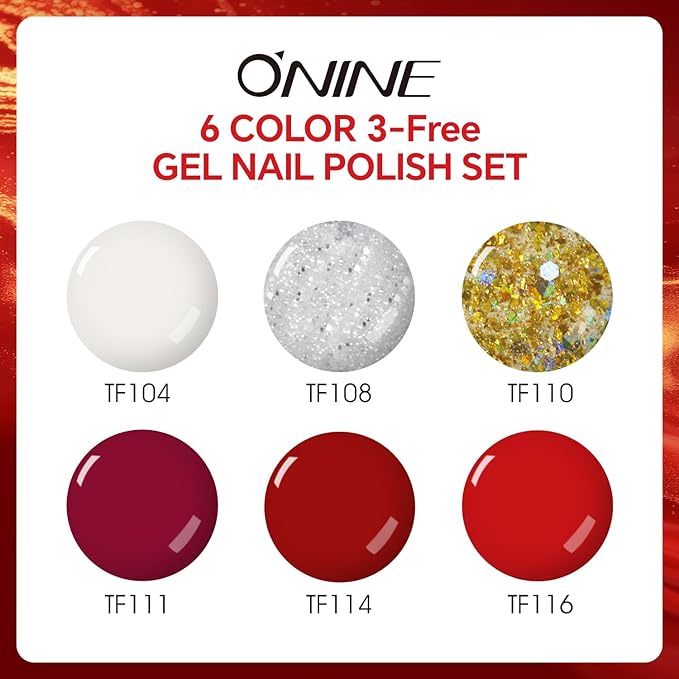 3-Free Gel Nail Polish Set - 6 Pcs 10g Red White Soak Off UV/LED Gel, Long Lasting and Without Pungent Odor Nail Gel, Nail Beauty Manicure for Professional, Salon & Home Use, No Hema & TPO & Di-Hema