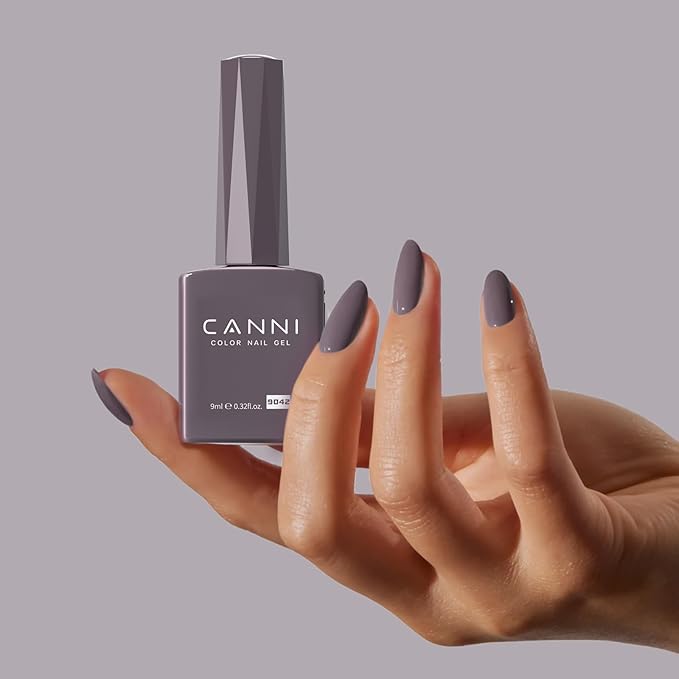 CANNI Grey Gel Nail Polish, 1Pcs Dark Grey Gel Polish Brown Color High Gloss Soak Off U V Nail Manicure Salon DIY