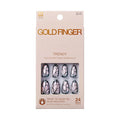 GoldFinger 24 Pcs Press On Nails, Medium Almond Fake Nails, Butterfly Chrome Gel Stick On Extensions, Reusable Full Cover False Nail Kit with Glue, Manicure Stick & File, 7 Day Long Lasting Wear
