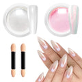 Pearl Chrome Nail Powder BISHENGYF -【Fairy Effect】Pink Chrome Nail Powder White Pearlesent Aurora Mermaid Iridescent Nail Chrome Powder, Metallic Mirror Glitter Pigment Dust For Nail Art DIY 2PCS