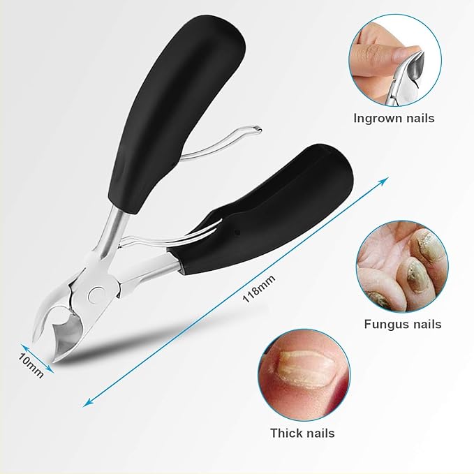 Thick Toenail Clippers, Podiatrist Toe Nail Clippers for Ingrown & Thick & Men & Seniors Toenail and Nail Surgical Grade Stainless Steel Toenail Trimmer Nipper (Grey)