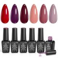 beetles Gel Polish Set - 6 Pcs Burgundy Red Purple Brown Nail Gel Polish Kit for Glamour, Wine Red Brown Lilac Sangria Gel Polish Soak Off UV LED Nail Lamp Spring