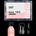 GAOY Medium Square Fake Gel Nail Tips, 12 Sizes False Full Cover Acrylic Press on Nails, 240Pcs Soft Half Matte Tips