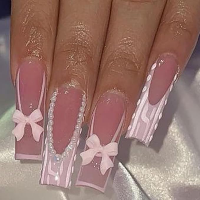 HNUIX Bow Nail Charms for Nails - Colorful Bow-Knot, Manicure DIY Crafts, Flat Back Pearls 1600 Pieces Nail Decoration Kit